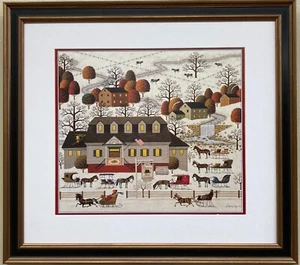 Charles Wysocki "Beaver Hat Tavern" New CUSTOM FRAMED Art Americana - Picture 1 of 3