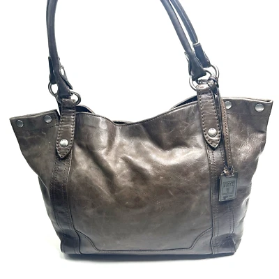 Trendy FRYE MELISSA Brown Pull-Up Leather Tote Carryall Shoulder Bag Shopper - Image 1 of 4
