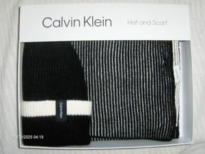 Calvin Klein 2 Pc Hat and Scarf Set in Box Black $89 - Picture 1 of 3