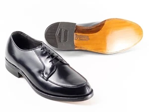 RARE UNWORN 60s | BOSTONIAN 7.5E BLACK SPLIT TOE BLUCHER NOS VINTAGE DRESS SHOE - Picture 1 of 8
