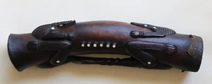 Papua New Guinea PNG Carved Wooden Hand Drum Kundu Tribal Art 48cm Long - Picture 1 of 16