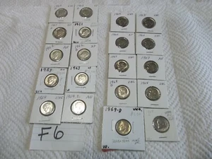 1960-1969 Roosevelt dime uncirculated and circulated coins LOT of 20 FREE SHIP! - Picture 1 of 10