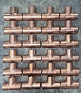 QTY (24) NIBCO 1-1/4" x 1-1/4" x 1-1/4" C x C x C Wrot Copper Pressure Tee #611 - Picture 1 of 5