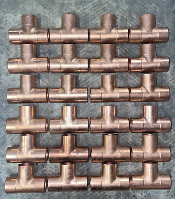 QTY (24) NIBCO 1-1/4" x 1-1/4" x 1-1/4" C x C x C Wrot Copper Pressure Tee #611 - Image 1 of 4