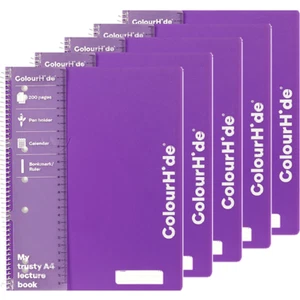 NEW 5x Colourhide Lecture Exercise Notebook 200 Pages A4 Purple Note Books BULK - Picture 1 of 2