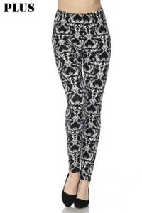 Leggings blancos y negros suaves a la mantequilla siempre cepillados TC/PF648 TALLA GRANDE - Imagen 1 de 2