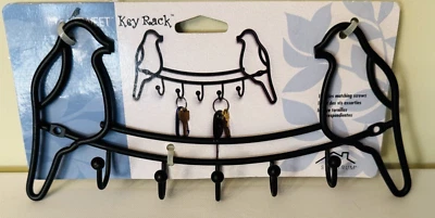 Стойка для ключей 5 крючков настенное крепление металлический черный с монтажным оборудованием твит птица 9» - Изображение 1 из 4