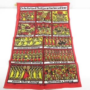 Toalla de té 12 días de Navidad con estampado de tela de lino por Ulsier hecha en Irlanda - Imagen 1 de 11