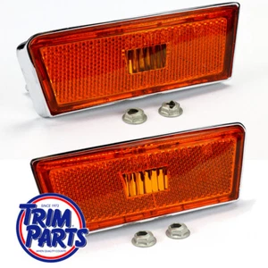 US MADE 1970 - 1972 Corvette Side Marker Light Assemblies Amber PAIR + Fasteners - Picture 1 of 5