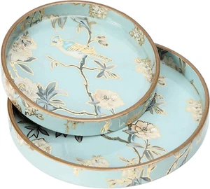 Set of 2 MDF Wood Trays Enamel Coated| round Wooden Serving Trays | Kitchen&Dini - Picture 1 of 7