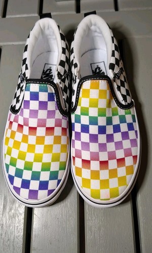 Vans Sneakers Donna 4.5 Asher Arcobaleno A Scacchi Classiche Slip on Bambini Grandi Tg 3