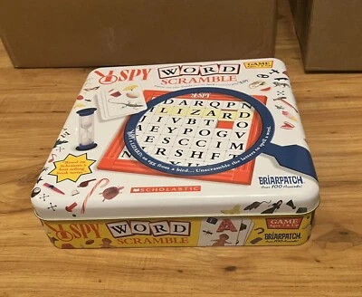 I Spy Word Scramble Game in Metal Tin by Briarpatch 2004 Scholastic Spelling - Image 1 of 4