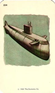1968 Kindergarten Flash Card Submarine #234 Economy Co. Smash Book Scrapbook - Picture 1 of 1