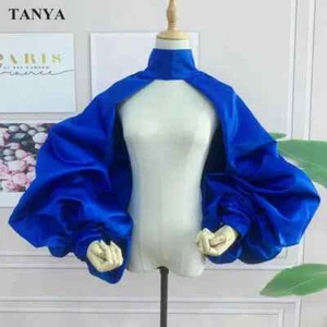 Puffy Sleeves Satin Bolero Topper Blouse Cover Arms Fashion Jacket Cloak Shawl - Picture 1 of 16