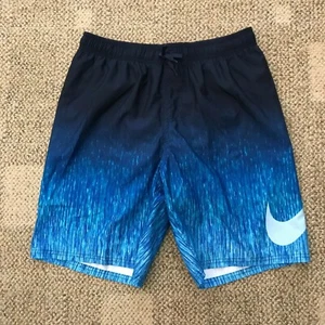 Men's Large L Nike Rush Blue Ombre Volley Swim Trunks Shorts Mesh Liner Lined - Picture 1 of 4
