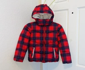 BODEN -Youth Boys Red/Black Plaid Sherpa-lined Hooded Jacket sz 9-10 - Picture 1 of 3