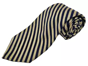 Brooks Brothers Herren Krawatte 346 gelb und blau gestreift reine Seide USA - Bild 1 von 2