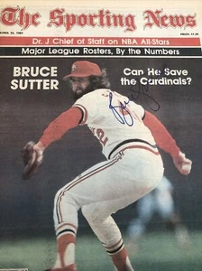 THE SPORTING NEWS 1981 BRUCE SUTTER HOF STL CARDINALS  Signed Cover - Picture 1 of 4