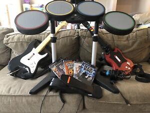 Music Singing Set For PlayStation 2 (Drums, Guitars, Microphones, Etc.)