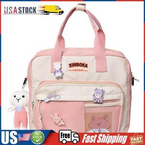 Kawaii Shoulder Backpack Japanese Student Schoolbag Crossbody Bag (Pink) US