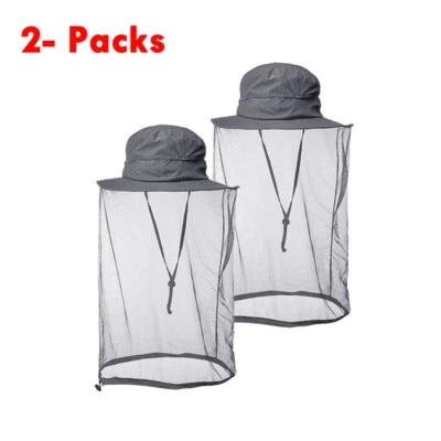 Pacote com 1/2 mosquiteiro chapéu cabeça rosto insetos abelhas malha proteção para caminhadas pesca - Imagem 1 de 4