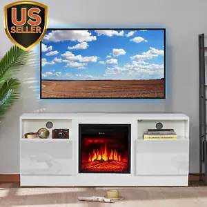 Fireplace TV Stand with 18" Electric Fireplace, Entertainment Center, Modern ... - Picture 1 of 7