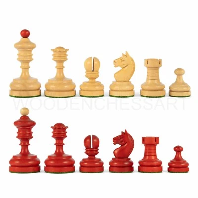 3.5” Vintage 1930 German Knubell Reproduction Chess Pieces in Stained Crimson - Image 1 of 4