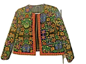GAN LAN Basic Gr. S Damen Jacke - mehrfarbig Blumenmuster vorne offen - gebraucht - Bild 1 von 5