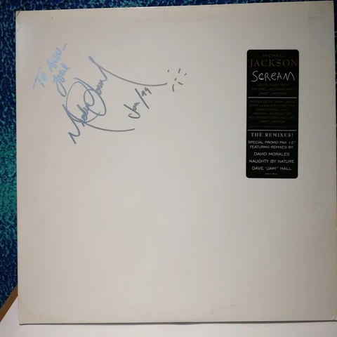 Michael Jackson AUTOGRAPHED INSCRIBED 90s Scream 2 12" vinyl record promo COA Cover