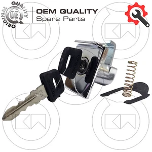 KIT SERRATURA COMPLETA CROMATA CHIAVI BAULETTO PIAGGIO VESPA PX 125 ARCOBALENO. - Foto 1 di 2