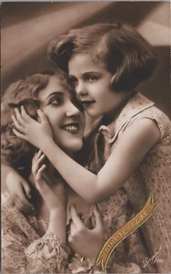 Madre Hija Victoriana Glamour Vintage RPPC B194 - Imagen 1 de 2