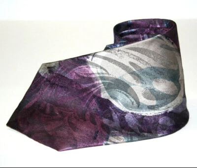 Corbata Andrés Valentino Para Hombre Púrpura Azul Abstracto Floral Poliéster Brillante Foto 1 de 4