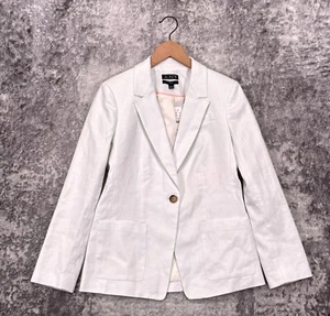 New J Crew Jacket 4 Womens Helena Blazer White Stretch Linen - Picture 1 of 9
