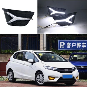 For Honda Fit Jazz GK5 2014-2017 Led DRL Driving Fog Light Turn Signal Y-Style - Picture 1 of 11