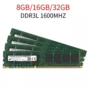 32GB 16GB 8GB DDR3L 1600MHz PC3L-12800U 1.35V DIMM Desktop RAM For Micron LOT UK - Picture 1 of 17