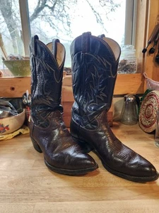 Vintage Tony Lama Black Label Cowboy Boots Style 6283 Men's 10D Made in USA - Picture 1 of 20