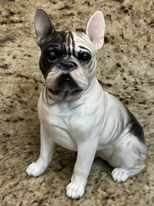 Black And White Black Pied Frenchie French Bulldog Resin Statue Figurine Decor - Picture 1 of 7