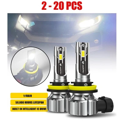 2-20 PIEZAS H11 Faros Bombilla LED AUXITO Luz Baja 6500K Blanco Súper Brillante CANBUS Foto 1 de 4