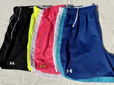 Women's UnderArmor Heat Gear Athletic Shorts Medium Lot of 3 Black Blue Pink - Image 1 of 4