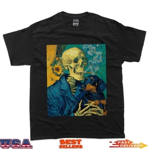 Camiseta Skull of a Skeleton with Burning Cigarette Dachshund Dog Art - Imagen 1 de 7