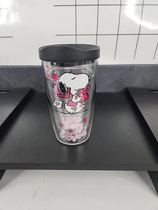 Tervis Tumbler Peanuts Valentine's You Are So Loved Snoopy Black Lid 16 oz - Picture 1 of 7