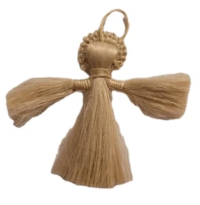Adorno de Navidad vintage de pelo de caballo de ángel hecho a mano recuerdo arte escandinavo - Imagen 1 de 7