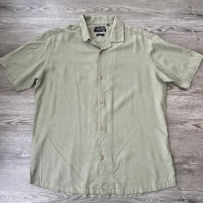 Kenneth Cole Slim Fit Linen Blend Button Up Shirt Mens XLarge New - Image 1 of 4