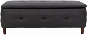 Black Faux Leather Storage Ottoman Bench with Seat & Lift-Up Lid 115x45x45 - Picture 1 of 11