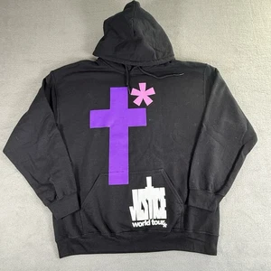 Justin Bieber Official Justice World Tour Black Hoodie Size Large - Picture 1 of 6