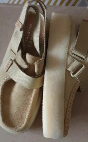 Scarpe Clarks Originals WALLACUP STRAP DONNA sabbia scamosciata tessuto taglia UK 4 D EUR