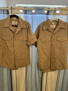 US Navy DSCP Quarterdeck Collection Short Sleeve Khaki Shirt Size Medium Classic - Picture 1 of 10