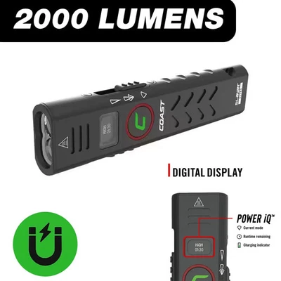 Linterna magnética táctica COAST Slayer 2000 lúmenes USB-C recargable plana EDC - Imagen 1 de 4