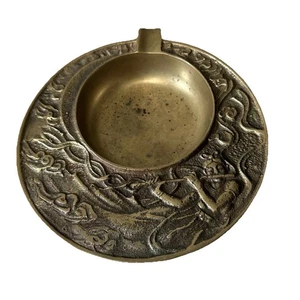 Vintage 4 Inch Brass Ashtray With A Mermaid Made in Korea - Picture 1 of 6