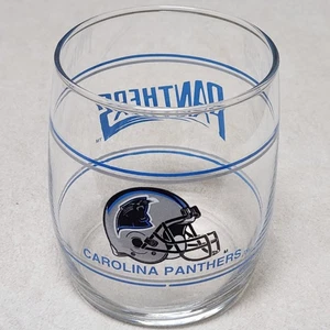Vintage 1990s NFL CAROLINA PANTHERS 3.5" Mobil Promo Glass Tumbler - Picture 1 of 2